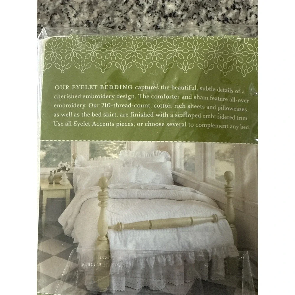 Martha Stewart One Standard Pillow Sham Eyelet‎ Accents Ivory Vintage